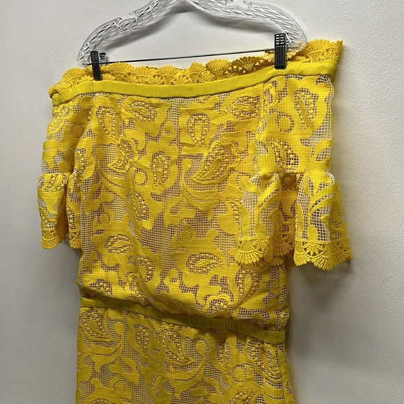 Alexis Kit Dress Short Mini Floral Lace Sleeveless Off The Shoulder Yellow XS - Picture 4 of 12